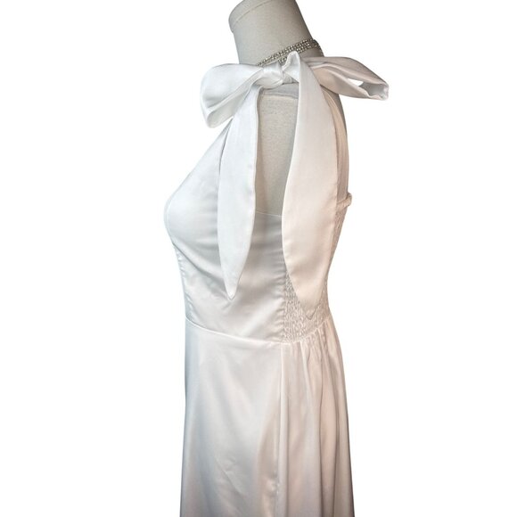 Show Me Your Mumu White Midi Dress With Bow Tie Straps & Smocked Back NWOT - Picture 12 of 16